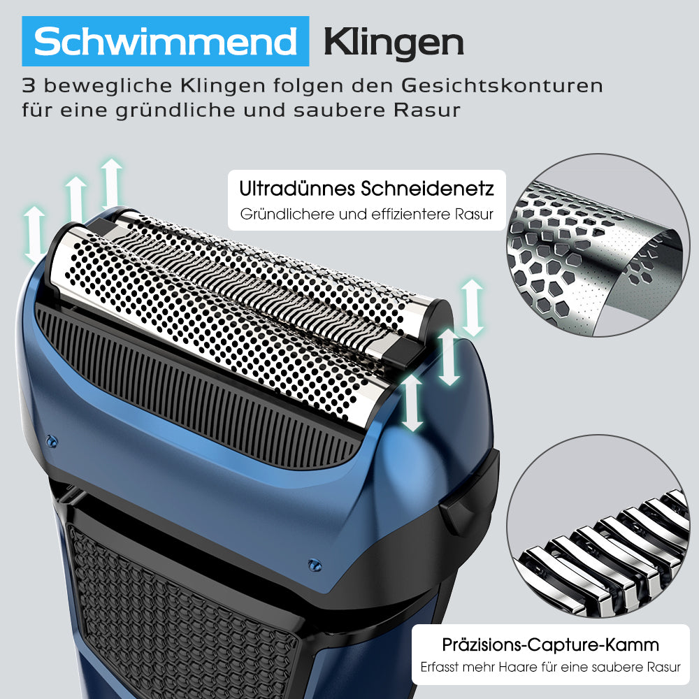Qimmaol FK609 Folienrasierer für Männer, Farbverlauf blau