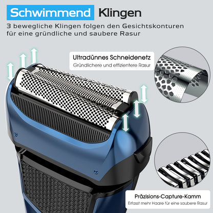 Qimmaol FK609 Folienrasierer für Männer, Farbverlauf blau