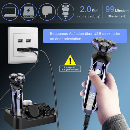 FK8600 Multifunktionales Elektrorasierer-Set Metallic Blau