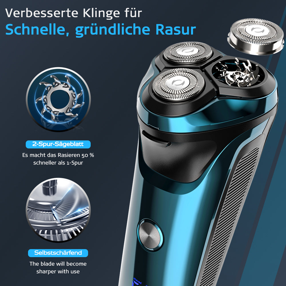 Qimmaol  FK373 Herrenrasierer Pro: Elektrischer Nass- und Trockenrasierer inkl. GRATIS Reiseetui