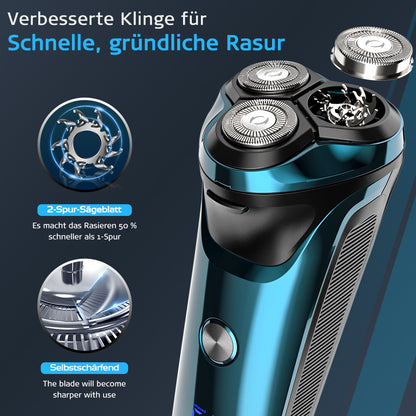 Qimmaol  FK373 Herrenrasierer Pro: Elektrischer Nass- und Trockenrasierer inkl. GRATIS Reiseetui