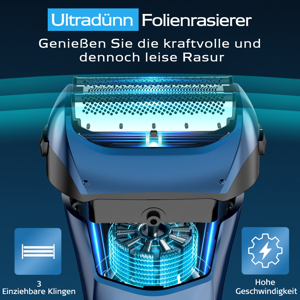 Qimmaol FK609 Folienrasierer für Männer, Farbverlauf blau